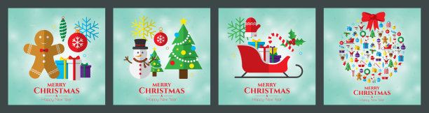 圣诞老人，圣诞树和圣诞元素图片下载