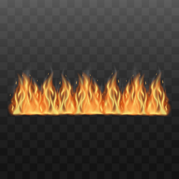 篝火火焰燃烧线三维现实矢量插图孤立上透明。图片下载