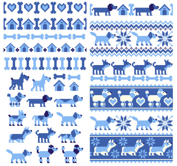 北欧风格小狗图案无缝素材图片下载