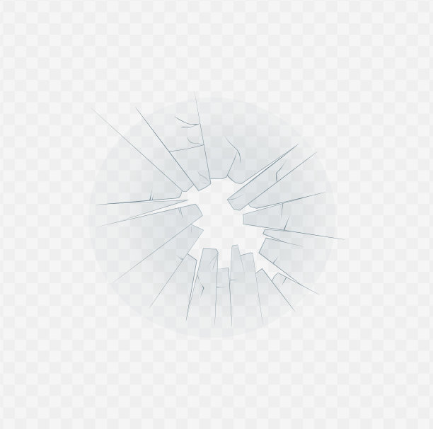 破碎的玻璃裂纹纹理和洞三维现实矢量插图孤立。图片下载