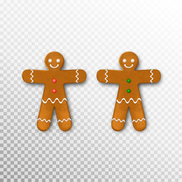 姜饼人在透明的背景。矢量图图片下载