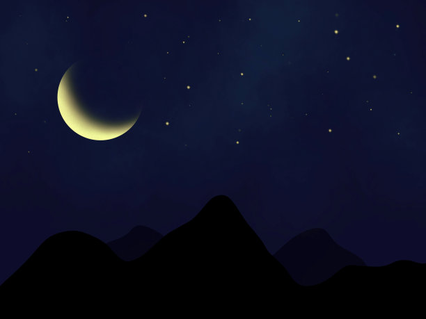 月亮和星星在黑暗的夜晚背景图片下载