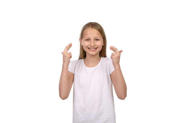 漂亮的金发女孩在演播室打手势图片下载