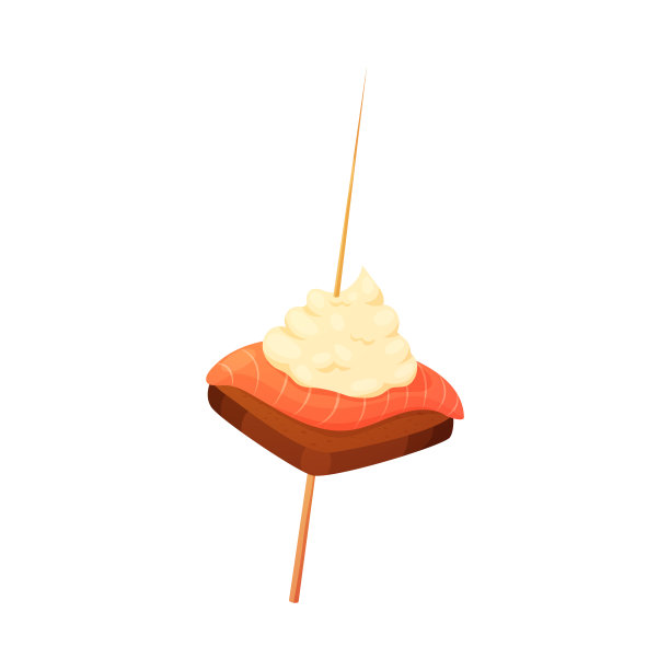 开胃菜鲑鱼，黑麦面包和软奶酪矢量插图图片下载