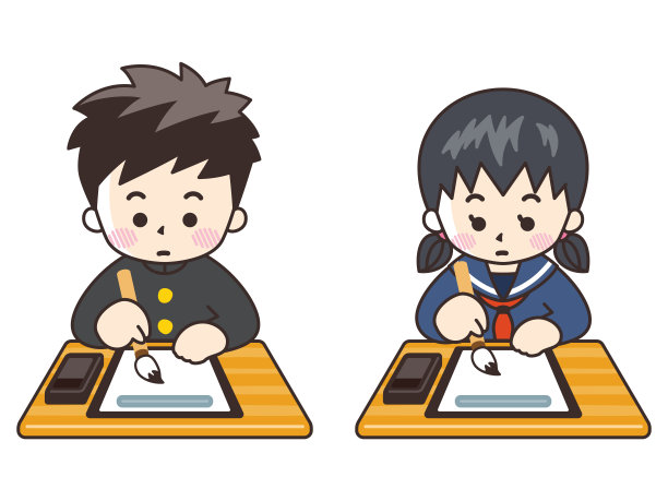正在写书法的高中生图片下载