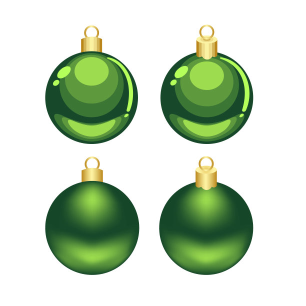 圣诞绿色矢量卡通和网格装饰品图片下载