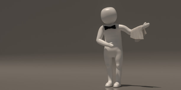 3d illustrator组的职业符号在一个灰色的背景，3d渲染的服务员在餐厅。包括一个选择路径。图片下载