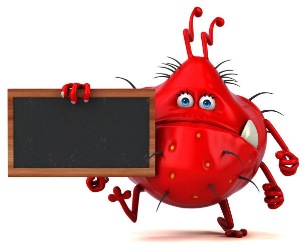 有趣的3D细菌细菌怪物与黑板图片下载