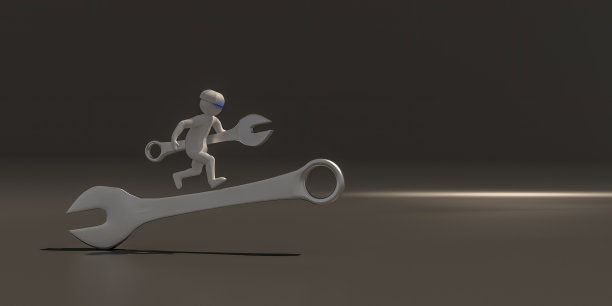 3d illustrator组的职业维护符号上的灰色背景，3d渲染的机械工作。包括一个选择路径。图片下载