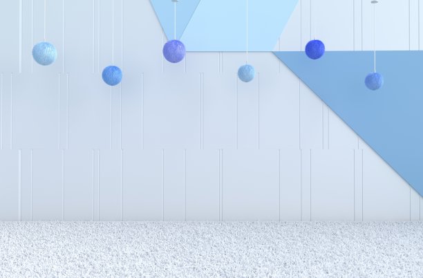 白色的客厅装饰，白色的木墙，床头柜，灰白色的水泥地板，地毯，白色的玫瑰在玻璃花瓶。圣诞节和新年。3 d渲染。图片下载