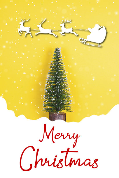 圣诞树和圣诞老人驯鹿图形文字圣诞快乐图片下载