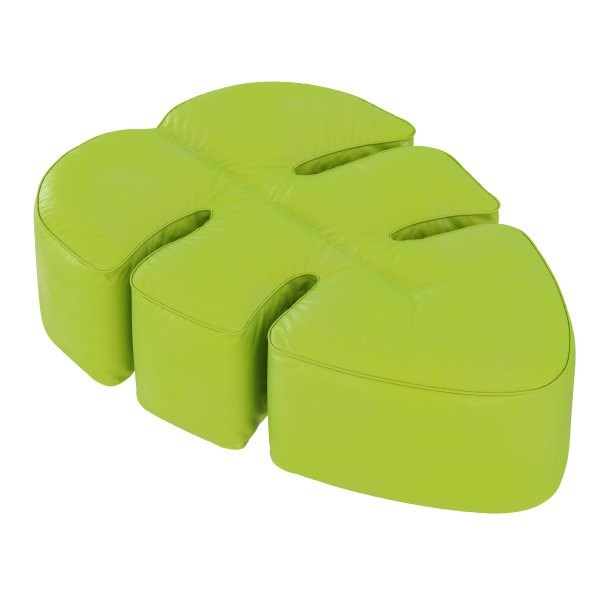 白色背景上的绿色皮革蒲团。三维渲染图片下载