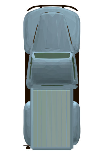 复古蓝皮卡。多边形皮卡。从以上观点。3 d。矢量图图片下载