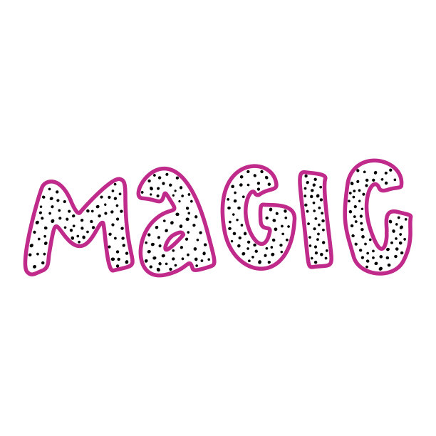简单的矢量插图的字魔术。刻字火龙果风格热带水果。t恤装饰，设计卡片，广告。图片下载