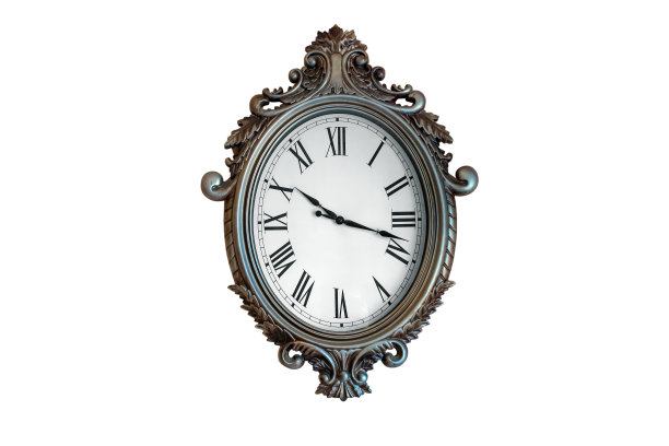旧挂钟孤立在白色上图片下载