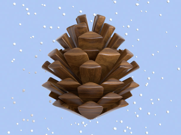 抽象木松果三维渲染蓝色背景图片下载