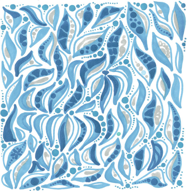 背景与蓝色的叶子和球，一个白色的背景图片下载