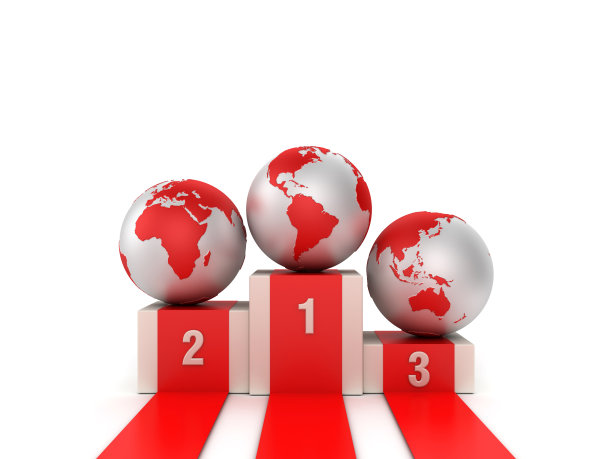 领奖台与金球奖世界- 3D渲染图片下载