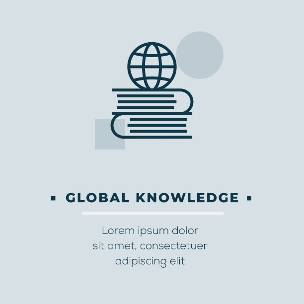 全球知识线图标，股票插图图片下载