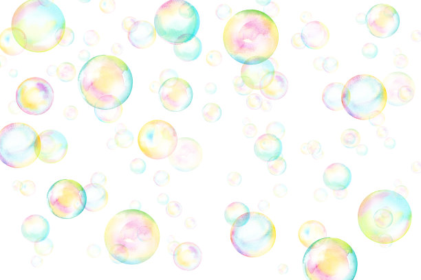 随机肥皂泡背景水彩插图图片下载