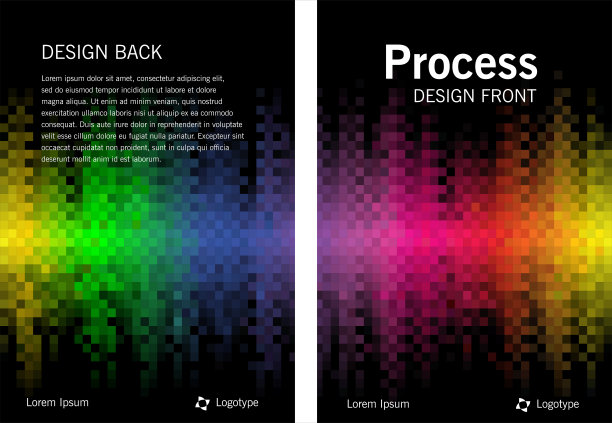 带有正面、背面和完整封面的抽象艺术几何设计矢量插画图片下载