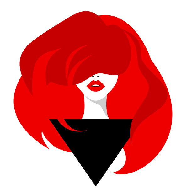 漂亮的女人，红头发，红口红。打印背景壁纸。美丽的标志。矢量插图。图片下载