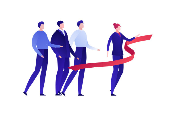 矢量平面业务人员插图。商人团队在种族与女商人的赢家孤立的白人。理念或企业领导，进步。设计元素的旗帜，海报，网页。图片下载