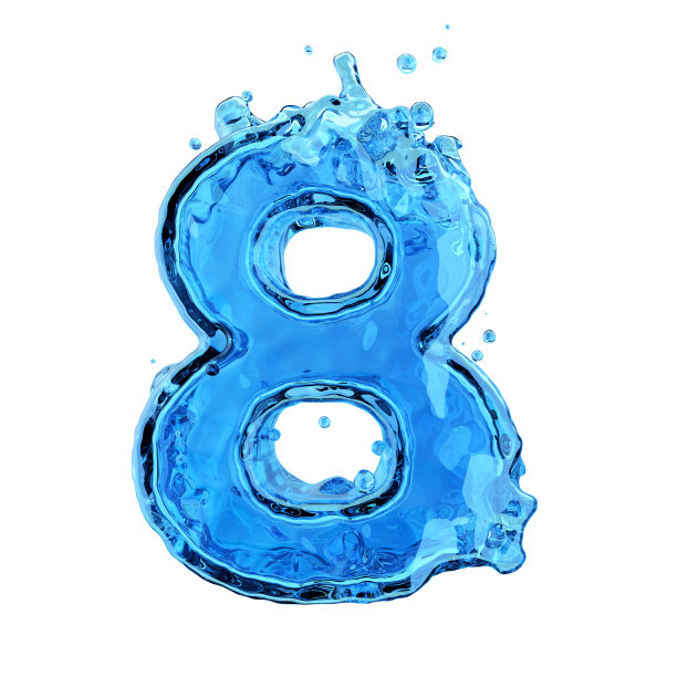 8号水花孤立在白色背景上图片下载