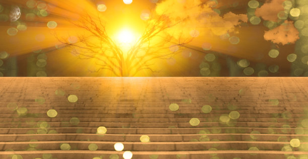 楼梯到日落图片下载