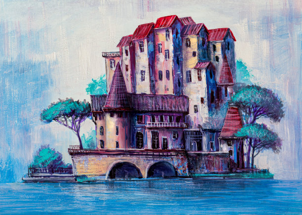 有树的老宅第。图片下载