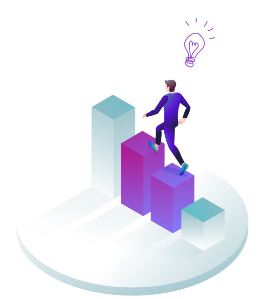 商人正在攀登图表的中间。图片下载