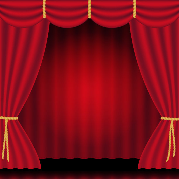 深红色豪华丝绒窗帘图片下载