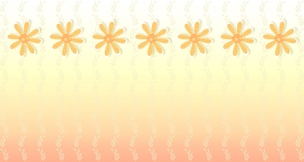 软哈密瓜梯度模糊壁纸和卡通花朵。图片下载