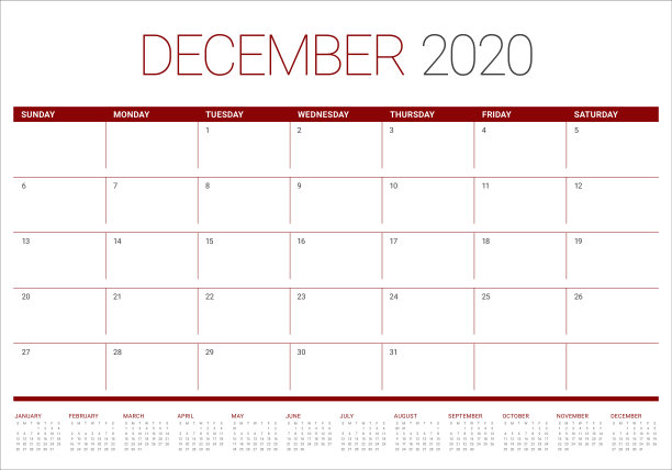 2020年12月台历矢量插图图片下载