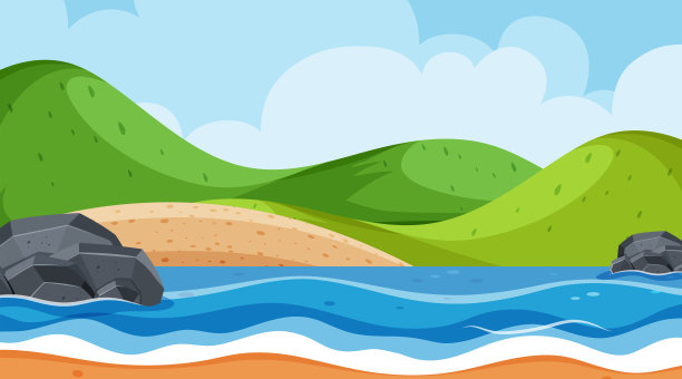 以海洋和青山为背景的景观设计图片下载