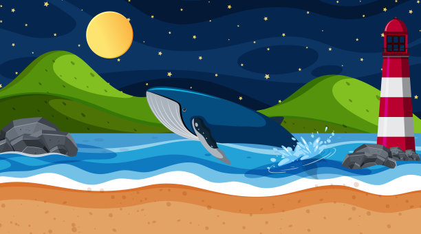 背景场景与鲸鱼在海洋中图片下载