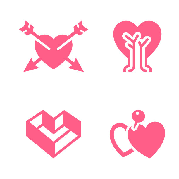 爱情图标或情人节标志设计的庆祝，矢量符号孤立在白色背景，时尚的风格。图片下载