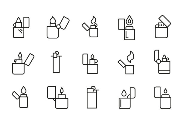 描边线图标设置打火机。图片下载