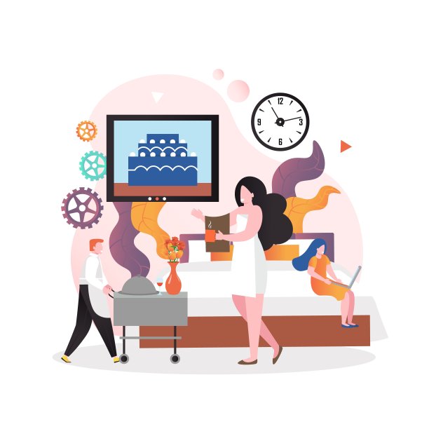 酒店服务矢量概念为网站横幅、网站页面图片下载