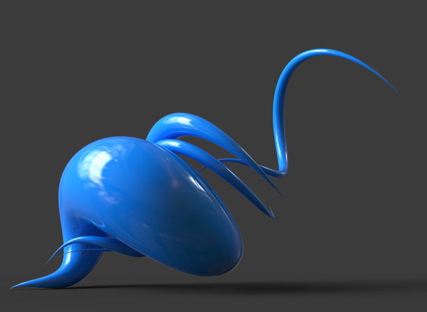 3d渲染，抽象扭曲蓝线图片下载