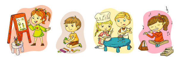 孩子的爱好和最喜欢的家庭活动设置图片下载