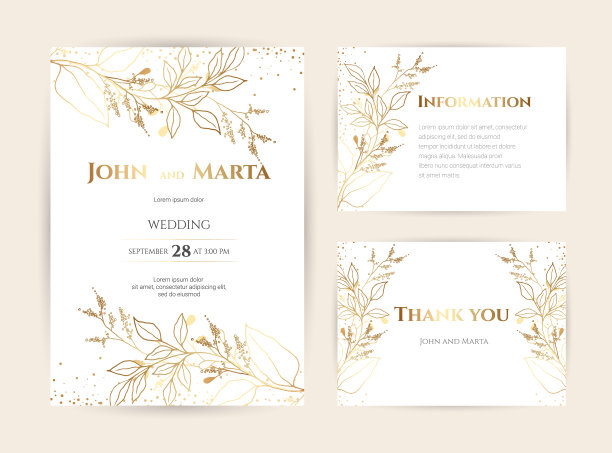 金花婚礼请柬。eps10图片下载