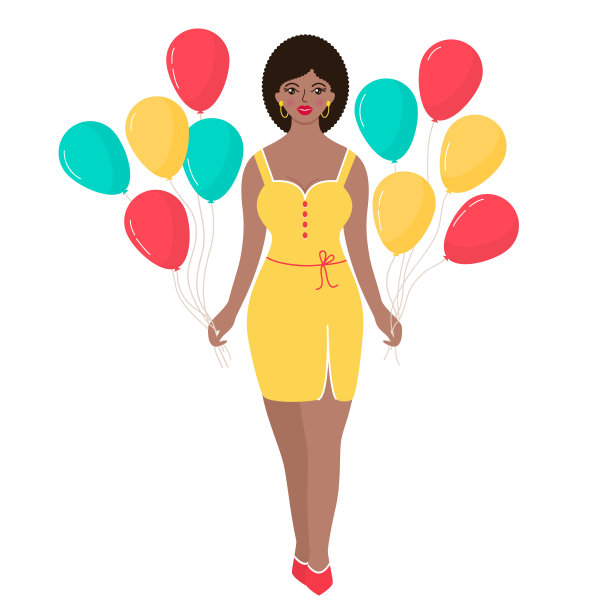 拿着彩色气球的女人图片下载