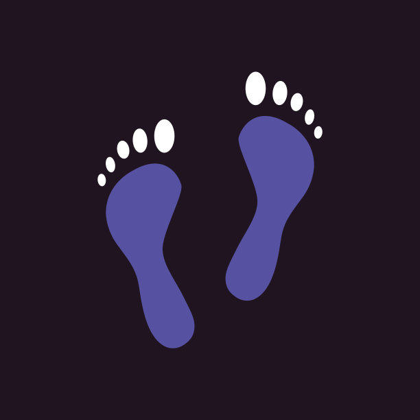可爱的人类足迹。矢量足迹剪影设置在卡通风格。图片下载