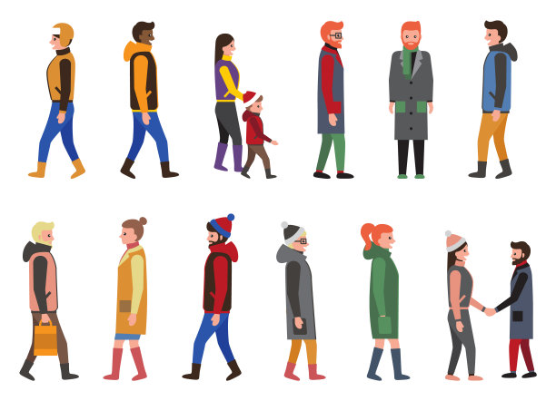 人们收集的图标矢量插图图片下载