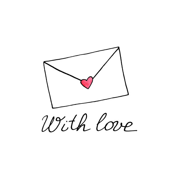 简单的勾勒情书的轮廓。手绘。贺卡、情人节、生日、婚礼、彩绘等设计元素图片下载