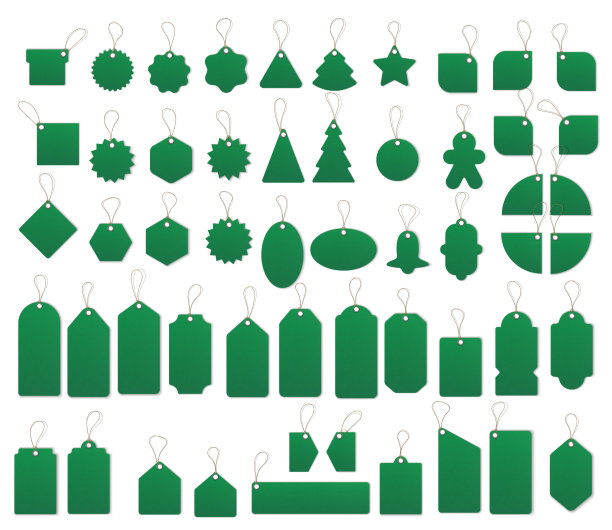 逼真的纹理出售标签与绳子。向量。图片下载