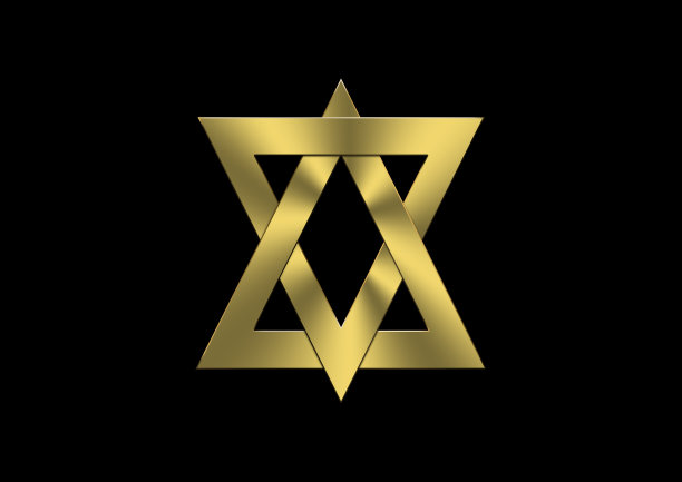 抽象的六角星设计结合金属三角形图片下载