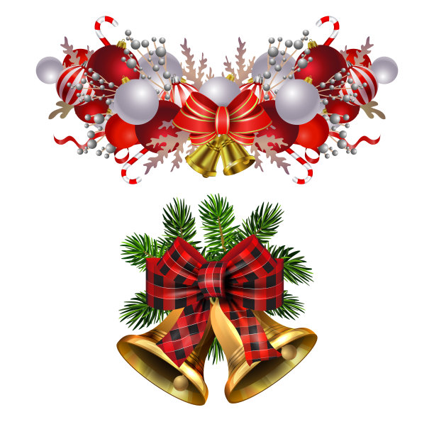 圣诞装饰用冷杉树金色的铃铛图片下载