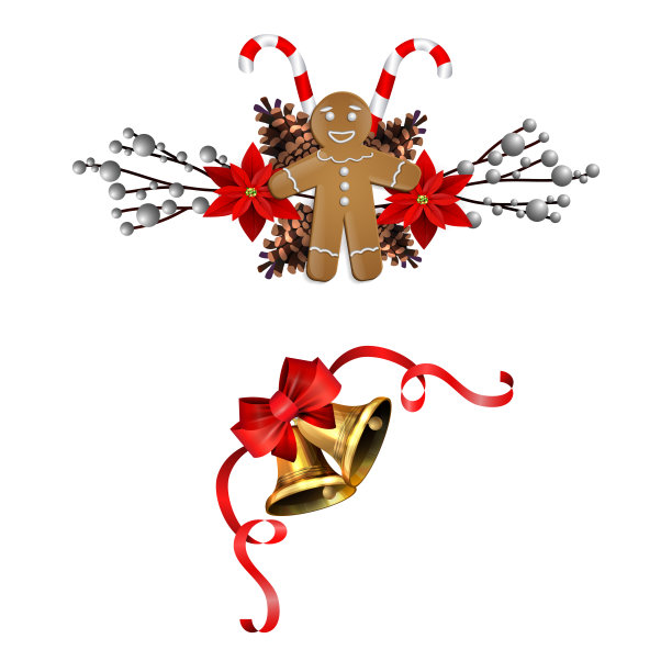 圣诞装饰用冷杉树金色的铃铛图片下载